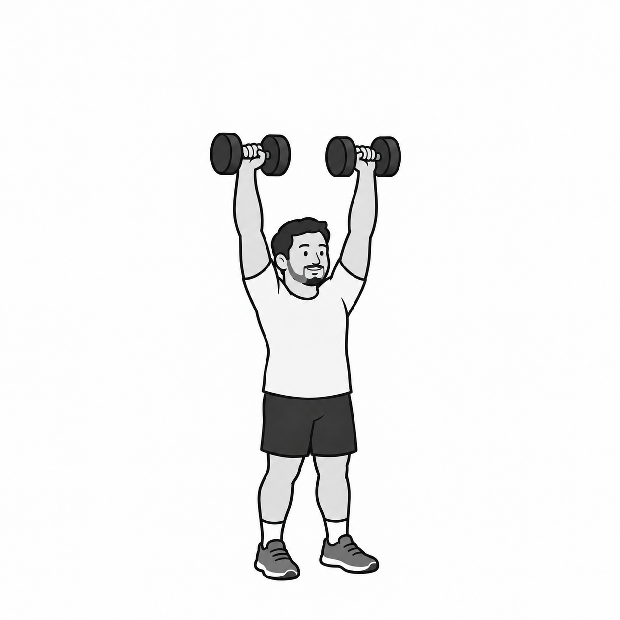 Dad demonstrating a dumbbell shoulder press
