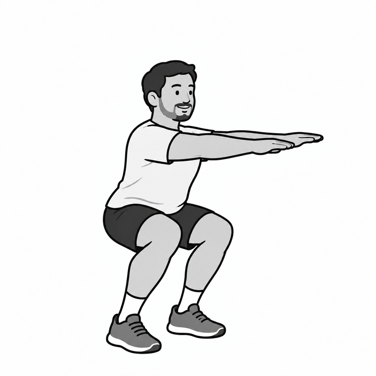 Illustration of a dad doing a bodyweight squat